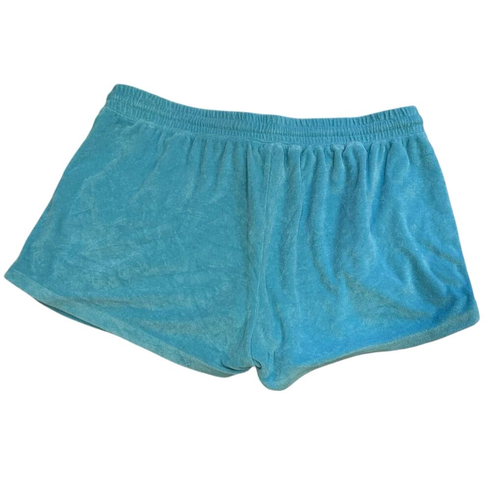 Fabletics Teal Terry Cloth Mini Shorts Mushroom Patch Coquette 1X - Picture 3 of 16